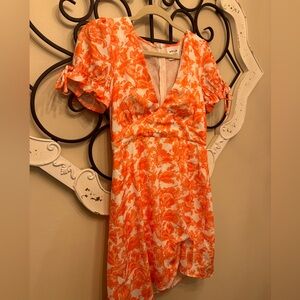 Hello Molly Orange and White Floral Mini Dress